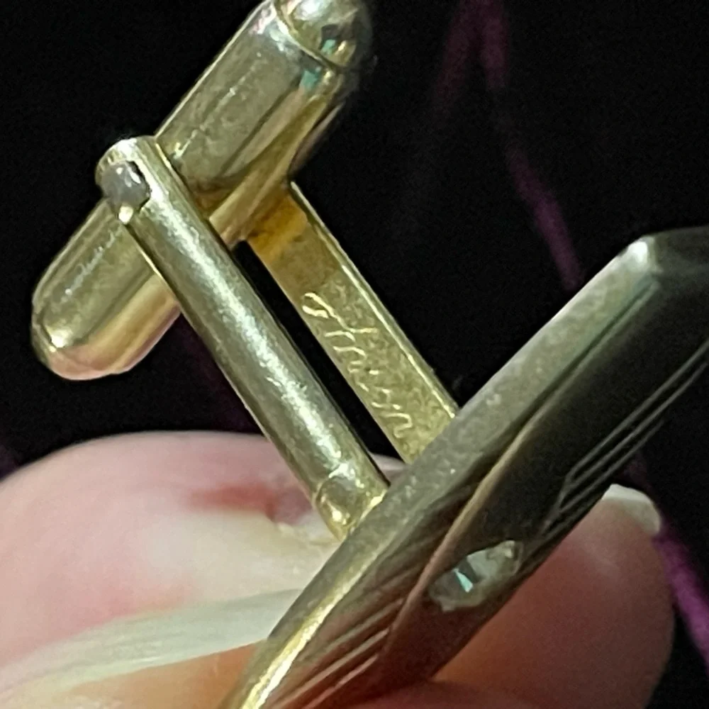 Vintage Anson Gold Tone & Rhinestone Cufflinks